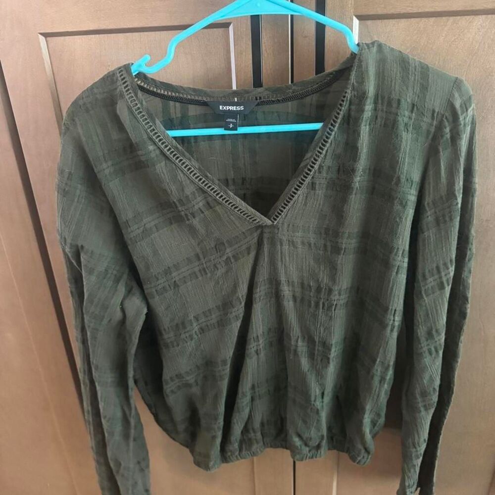 Express Women's Green and Khaki Blouse